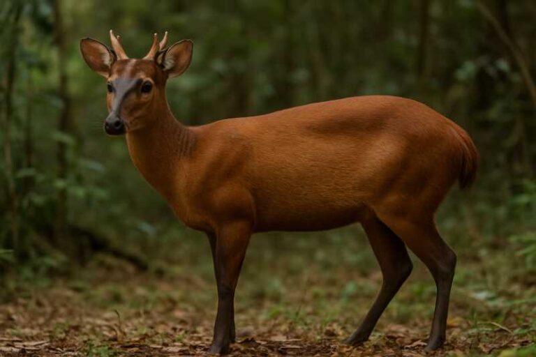 Image of a Central American Red Brocket in its natural habitat