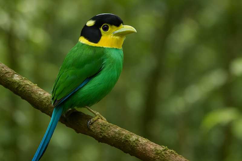 Image of a Long-tailed Broadbill in its natural habitat