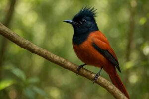 Image of a Red-bellied Paradise Flycatcher in its natural habitat