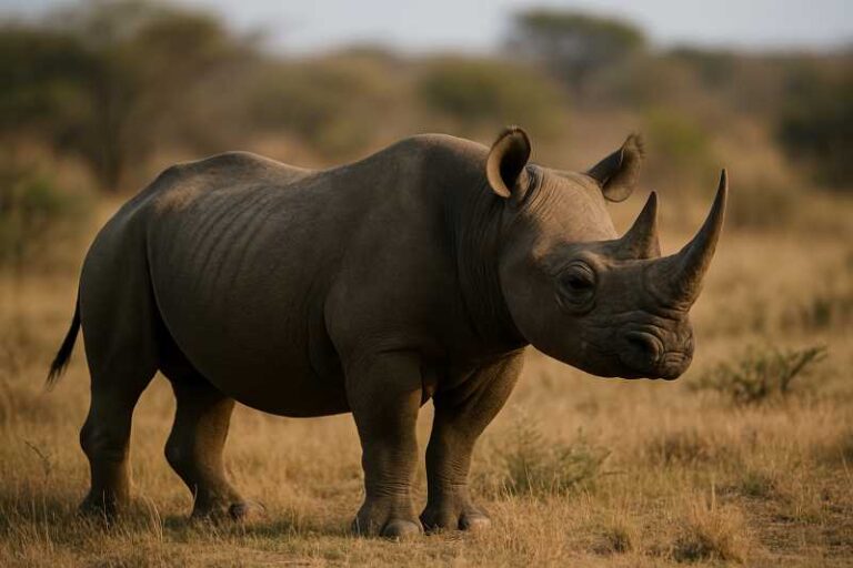Image of a Black Rhinoceros in its natural habitat