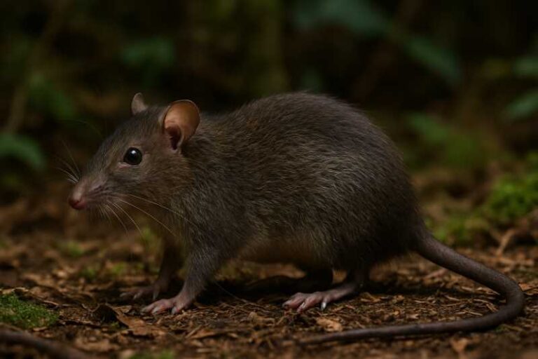 Image of a Sulawesi Slender Root Rat in its natural habitat
