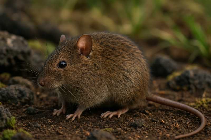 Image of a Small Fernandina Galapagos Mouse in its natural habitat