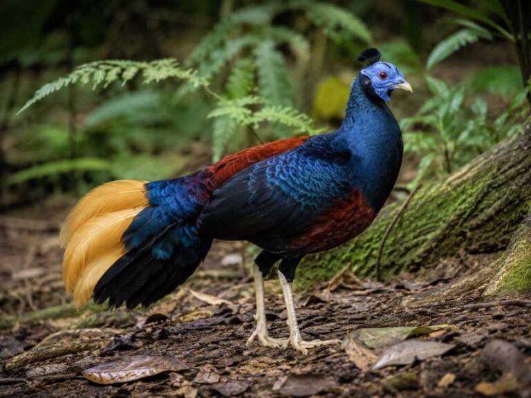Image of a Bornean Crested Fireback in its natural habitat