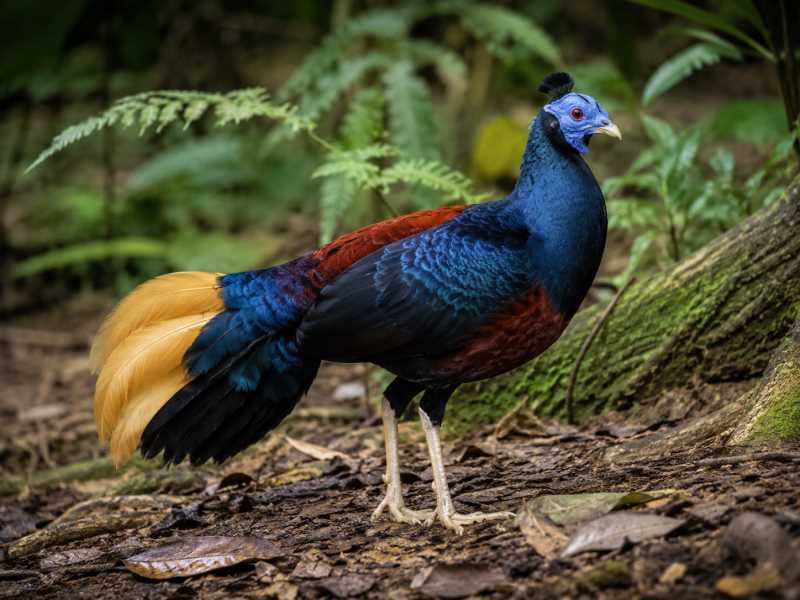 Image of a Bornean Crested Fireback in its natural habitat
