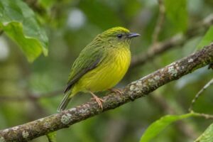 Image of a Golden-crowned Manakin in its natural habitat